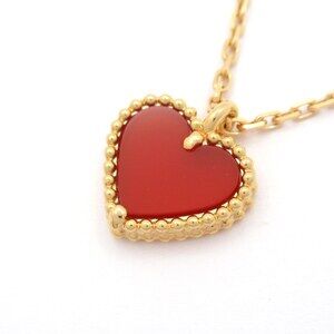 Van Cleef & Arpels Sweet Alhambra Heart Necklace 18K Rose Gold Red Carnelian